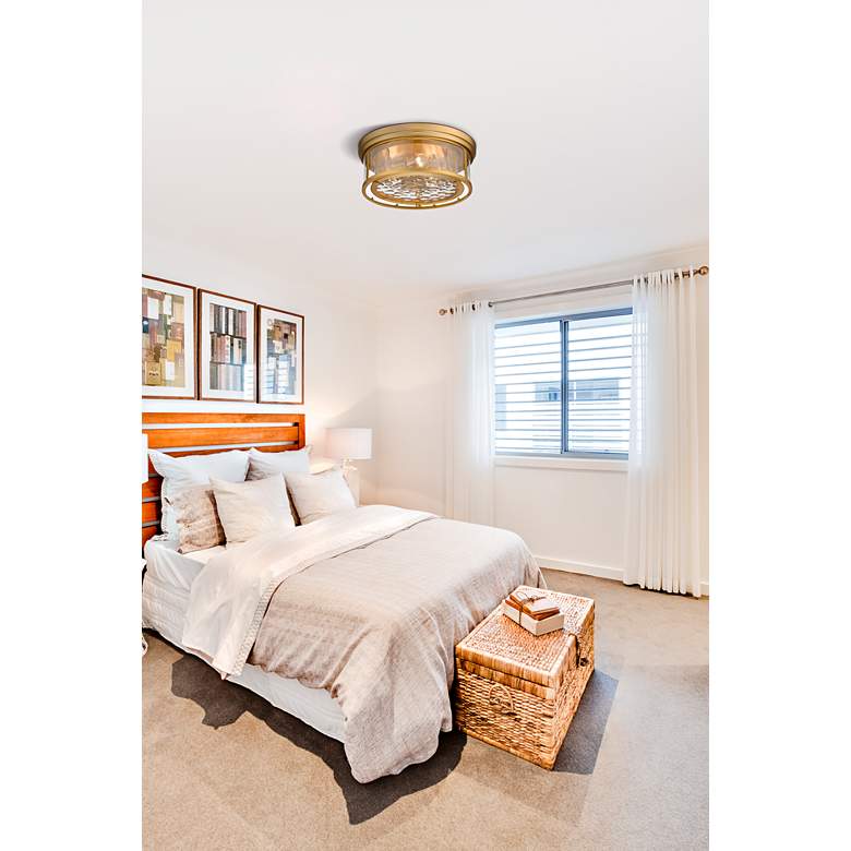 Image 1 Clarion by Z-Lite Olde Brass 3 Light Flush Mount in scene