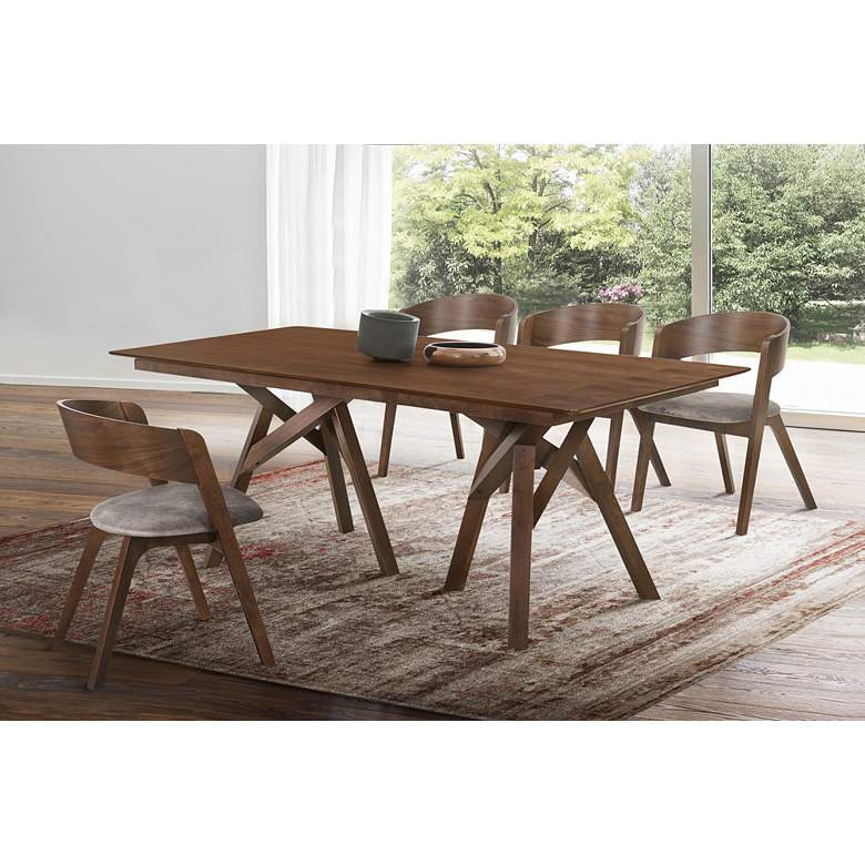 Image 1 Cortina 79" Wide Mid-Century Walnut Rectangular Dining Table in scene