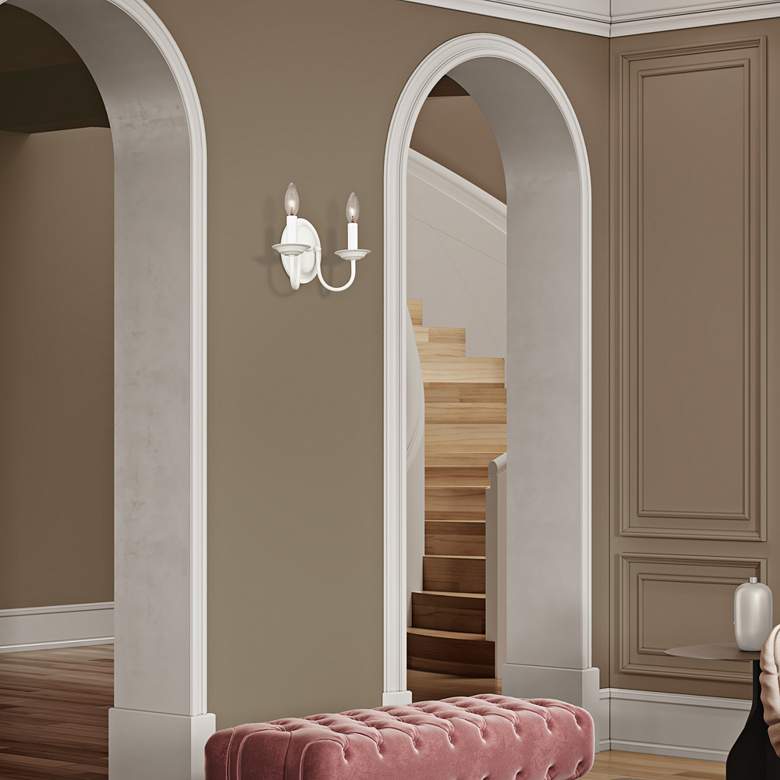 Image 1 Home Basics 9 1/4" High White 2-Light Wall Sconce in scene