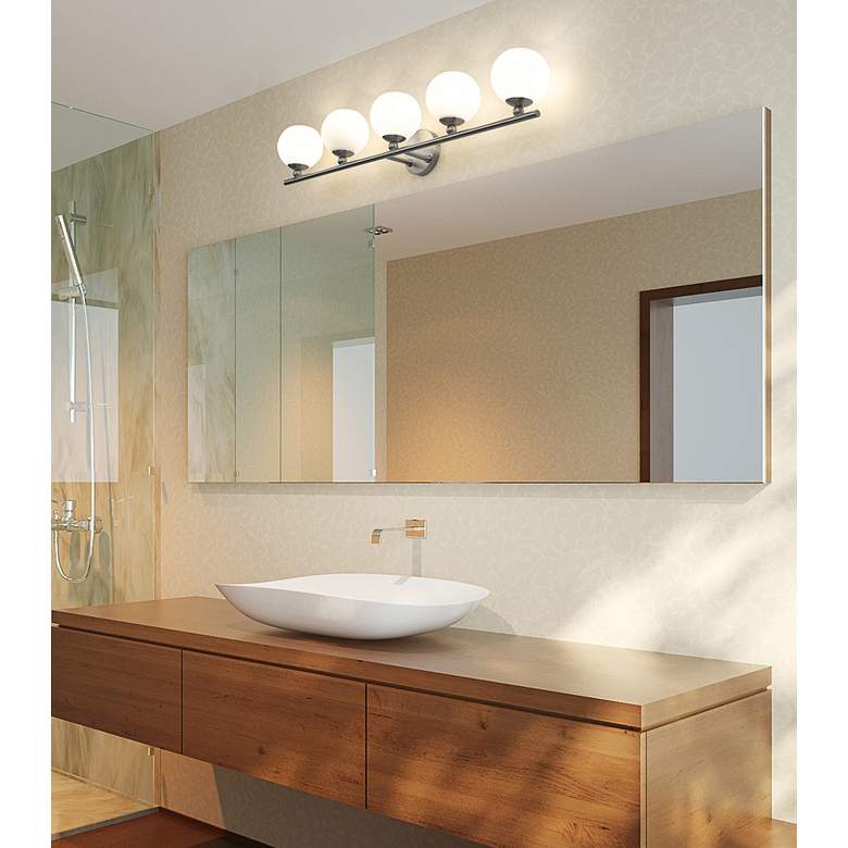 Image 1 Neoma 38 1/4" Wide Brushed Nickel 5-Light Bath Light in scene