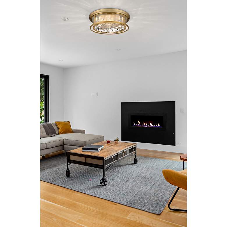 Image 1 Clarion 20 3/4" Wide Olde Brass 4-Light Ceiling Light in scene