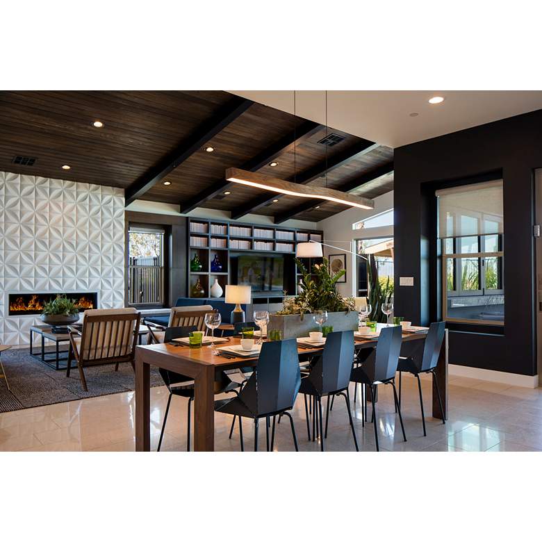 Image 1 Camur 60" Wide Frost Accented Walnut 2700K P2 LED Linear Pendant in scene