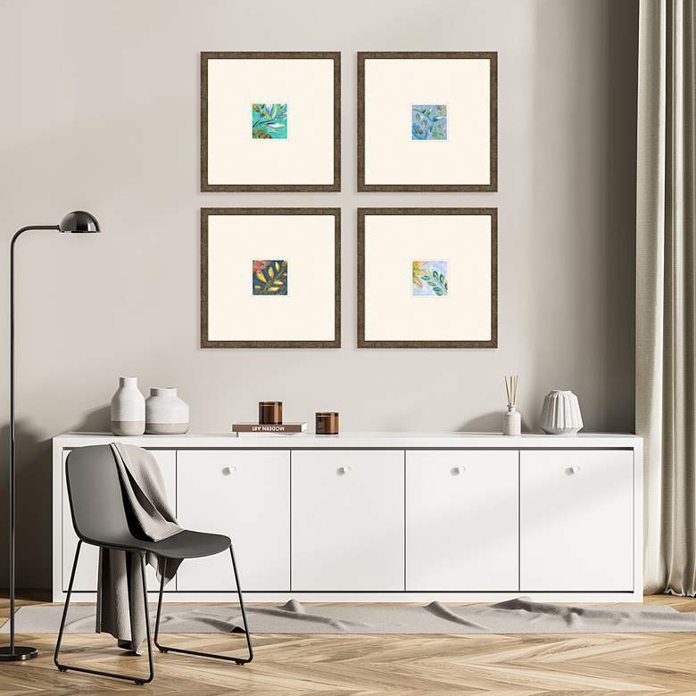 Image 1 Botanica I 16" Square 4-Piece Framed Giclee Wall Art Set in scene