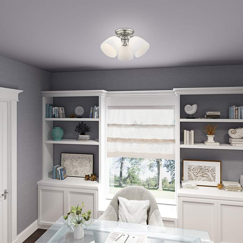 Image 1 3 Light Brushed Nickel Ceiling Mount in scene
