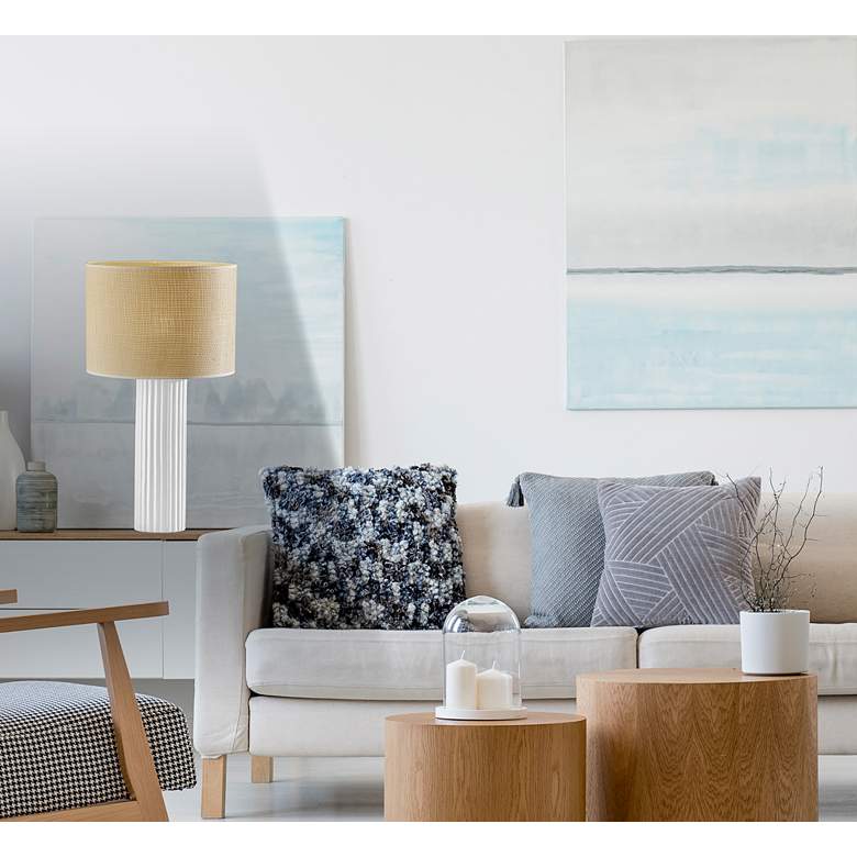 Image 1 Primrose White Ribbed Table Lamp in scene
