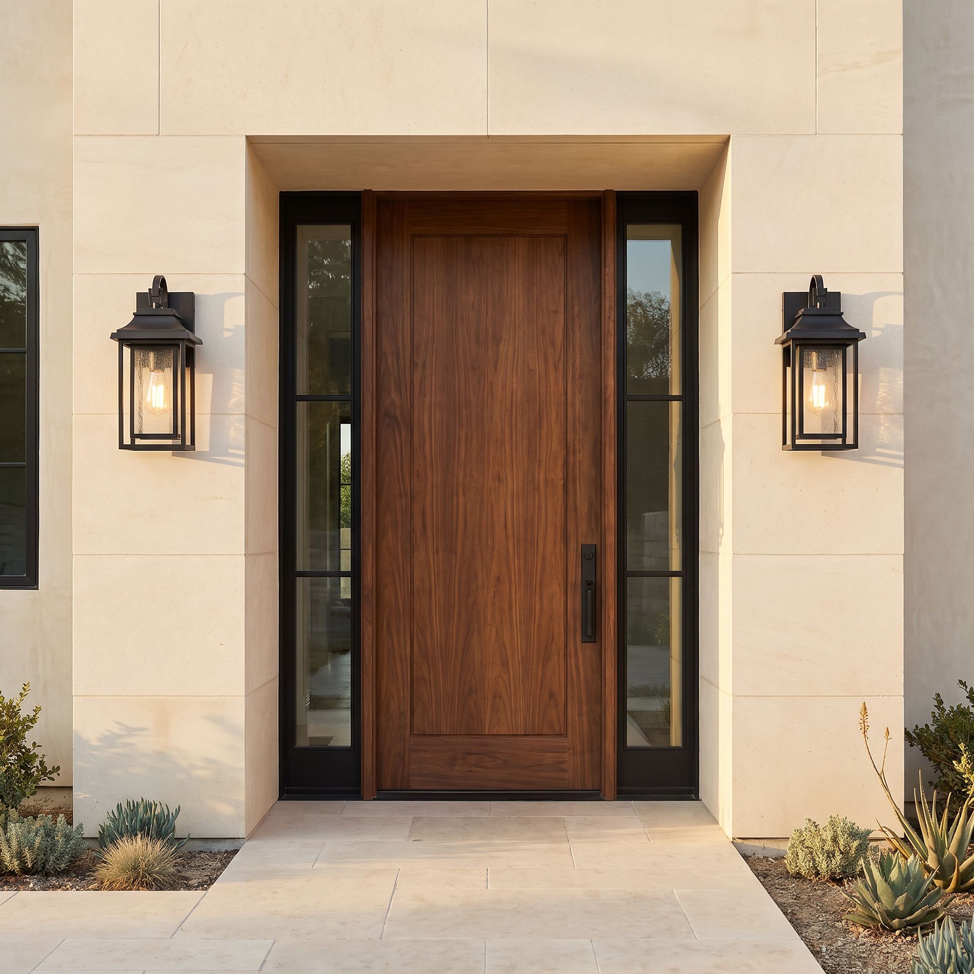 Image 1 John Timberland Cecile 18 1/4" Bronze Lantern Box Outdoor Wall Light in scene