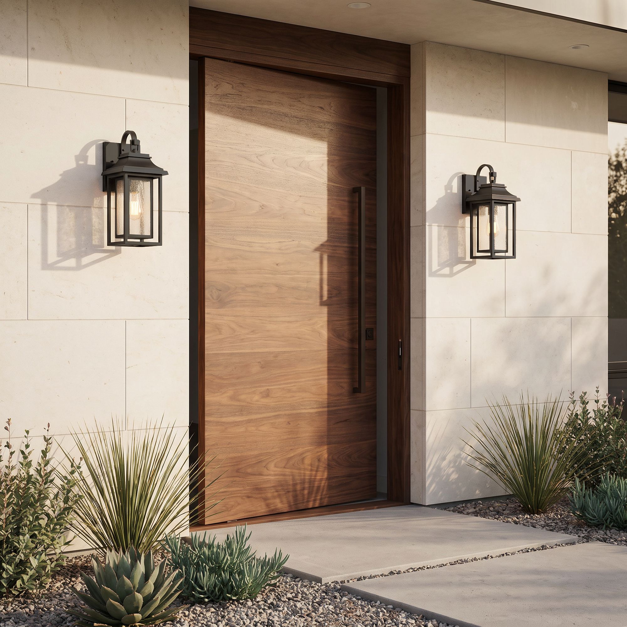 John Timberland Cecile 18 1/4" Bronze Lantern Box Outdoor Wall Light in scene