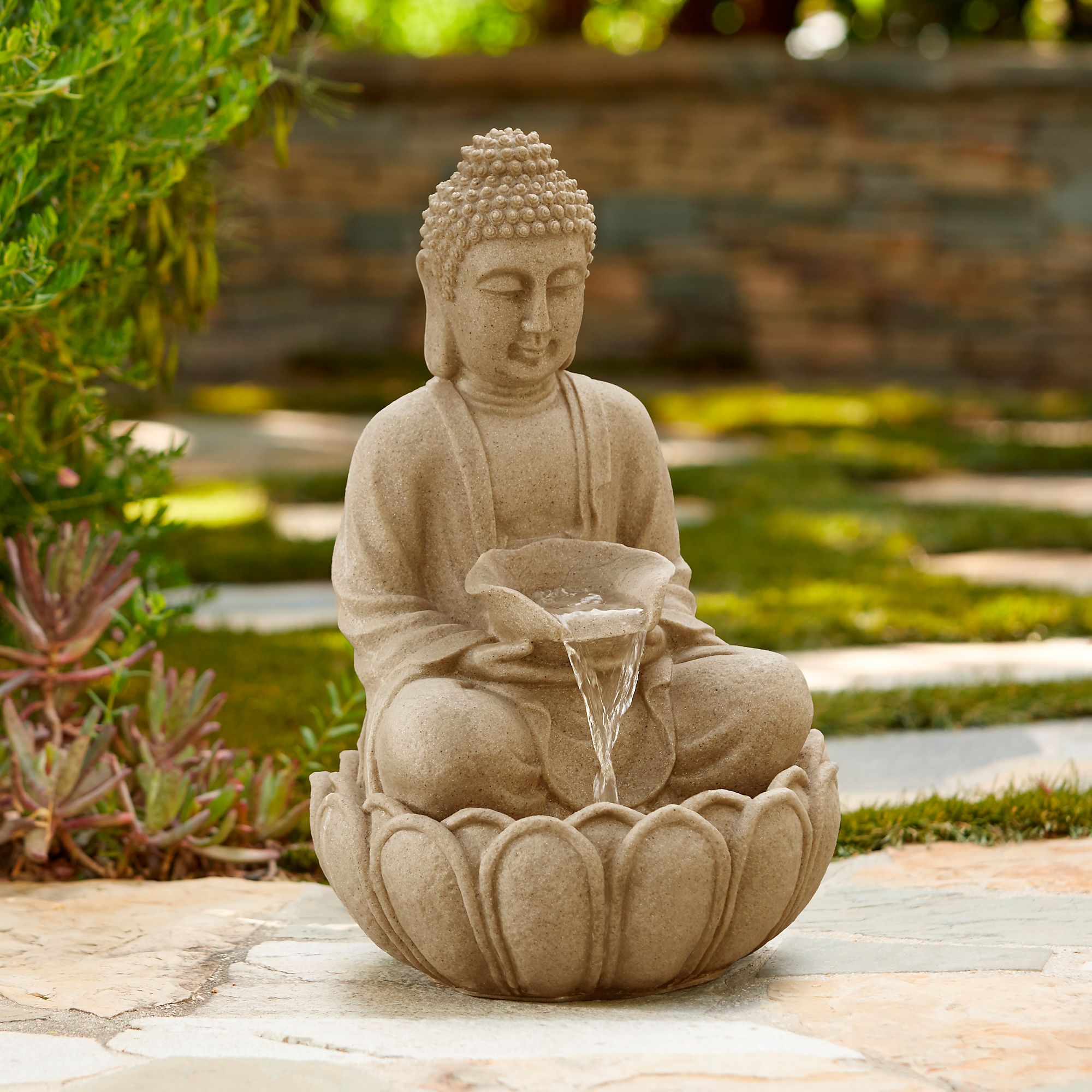 Image 1 Calm Buddha 22" High Zen Fountain with LED Light in scene