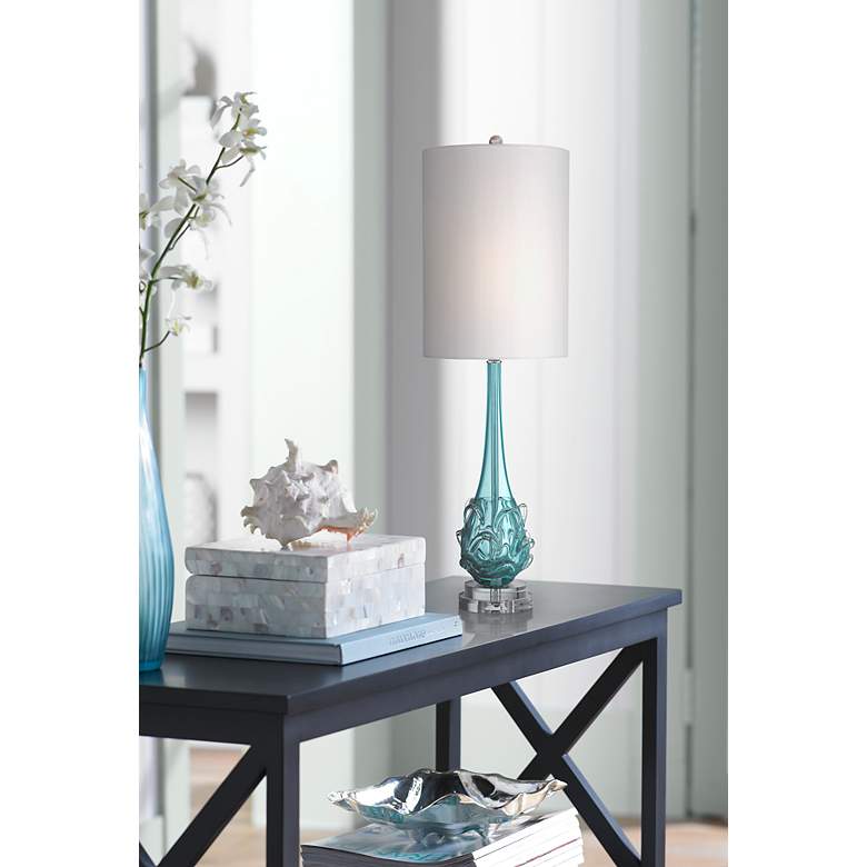 Image 1 Possini Euro Dinah Modern Blue Art Glass Table Lamp in scene