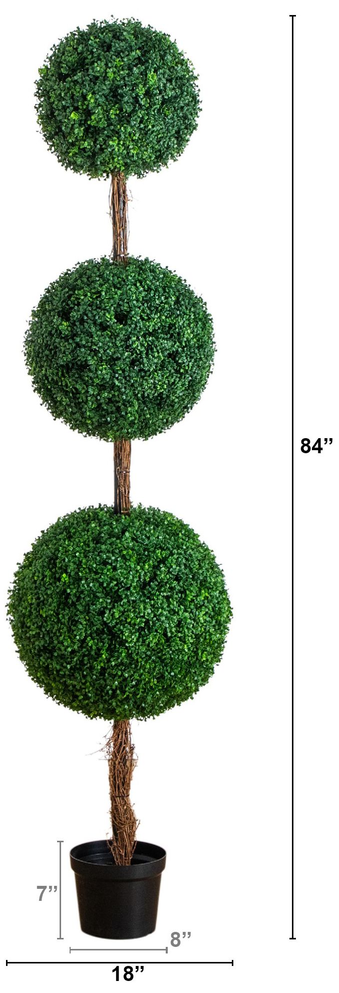 Image 3 7ft. UV Resistant Artificial Triple Ball Boxwood Topiary Tree more views
