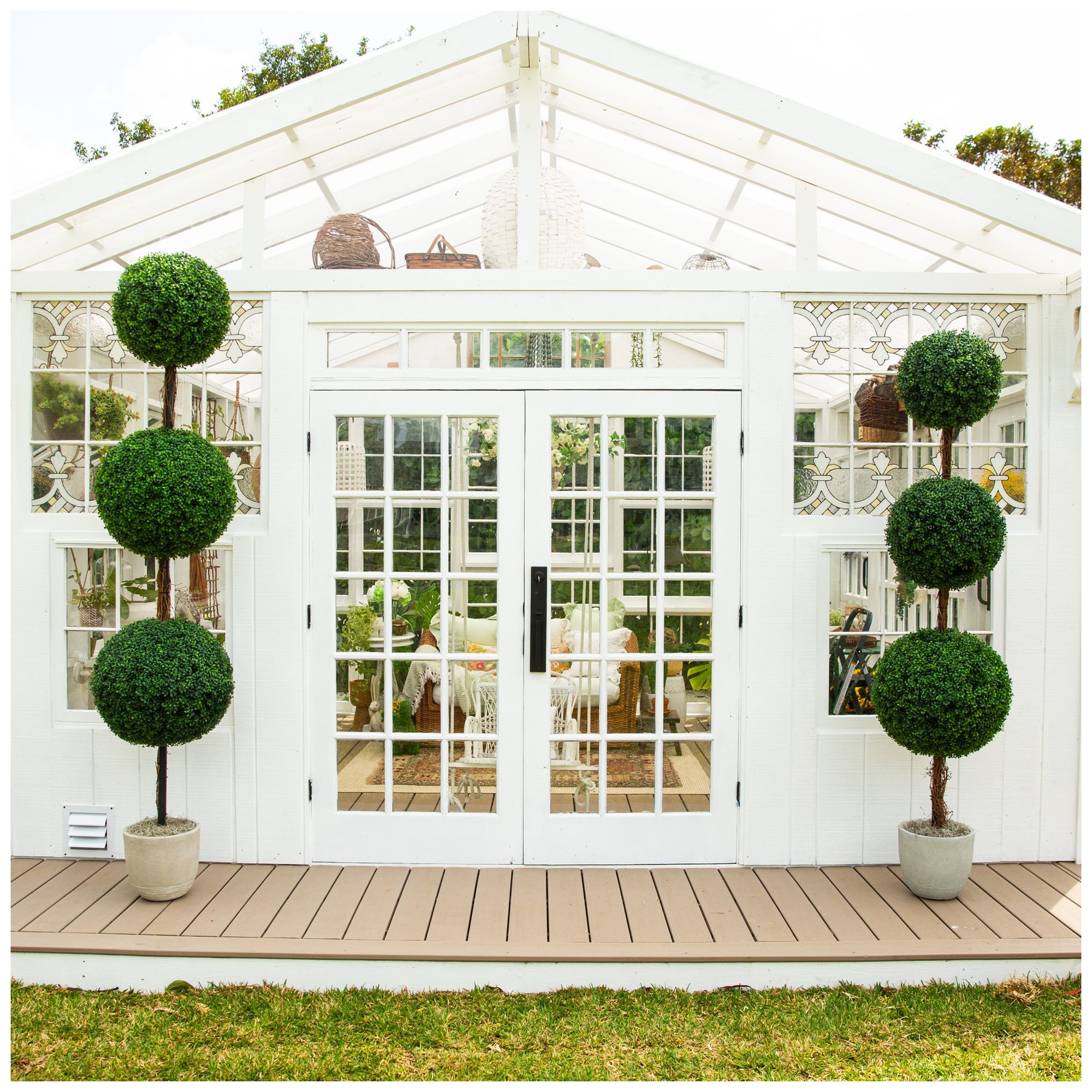 7ft. UV Resistant Artificial Triple Ball Boxwood Topiary Tree