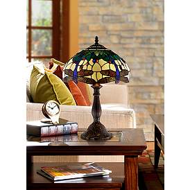 Image1 of Dragonfly Tiffany-Style 18" High Accent Table Lamp in scene