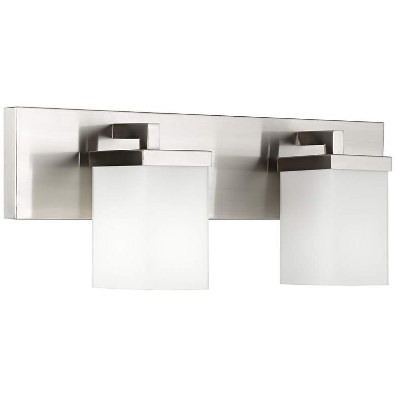 Image 1 7K821 - Brushed Nickel Frosted White Two-Light Wall Sconce