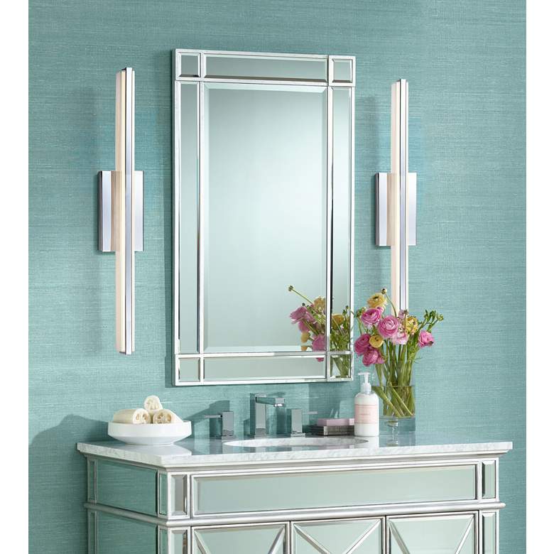 Image 1 Possini Euro Eloe Chrome 31 1/4" Wide Linear LED Bath Light in scene