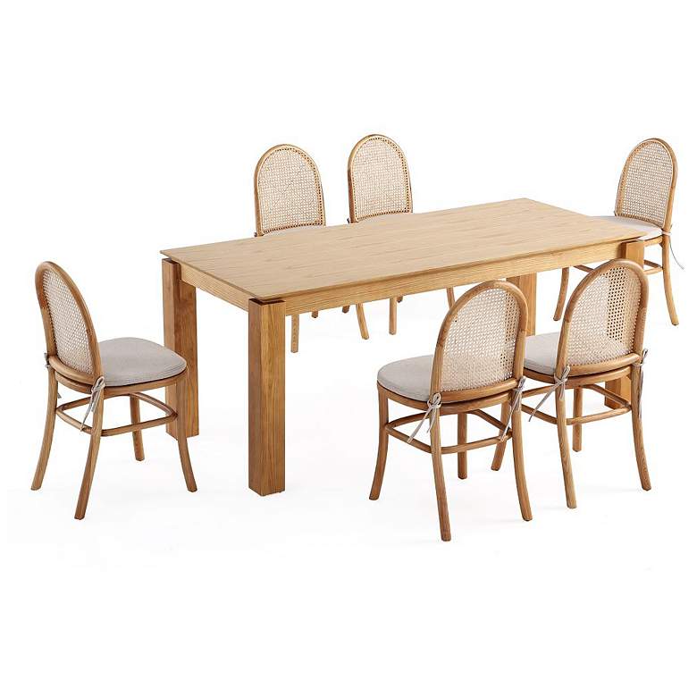 Image 1 7pc Rockaway 70.86 Dining Set in Nature with 6 Paragon 1.0 Dining Chairs