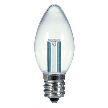 7W Equivalent Satco Clear 0.5W LED Non-Dimmable Candelabra