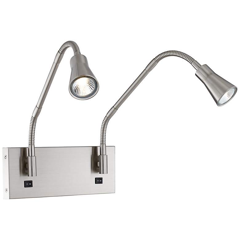 Image 1 7X217 - Brushed Nickel GooseNeck Flex Two-Light Wall Light
