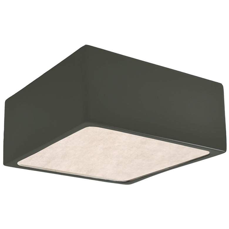 Image 1 8.25 inch Wide Pewter Green Square LED Flush Mount