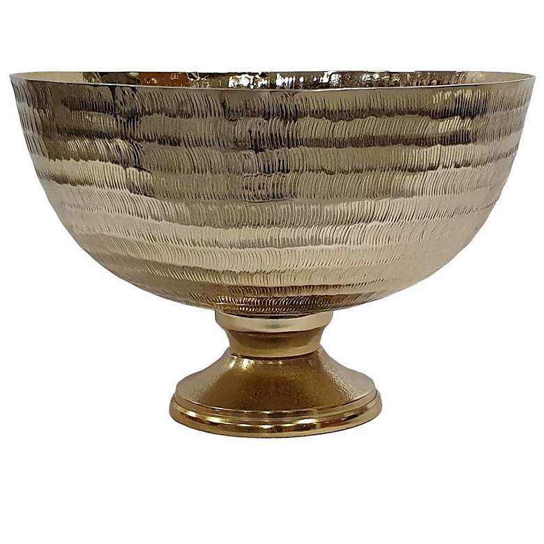 Image 1 8.5" High Gold Handmade Decorative Aluminum Pedestal Bowl