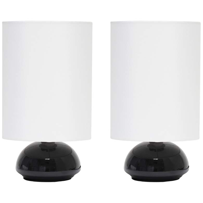 Image 1 8.66" Chic Elongated Shade Mini Touch Lamp Duo, Black with White Shade