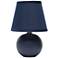 8.66" Compact Globe Table Lamp, LED Bulb Included, Blue