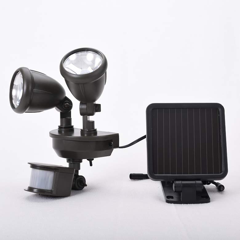 Image 1 8 1/2 inchH Dark Bronze Dual Head Solar LED Security Spotlight