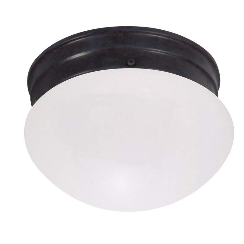Image 1 8 in.; Mushroom Mahogany Bronze Frosted Glass Incandescent