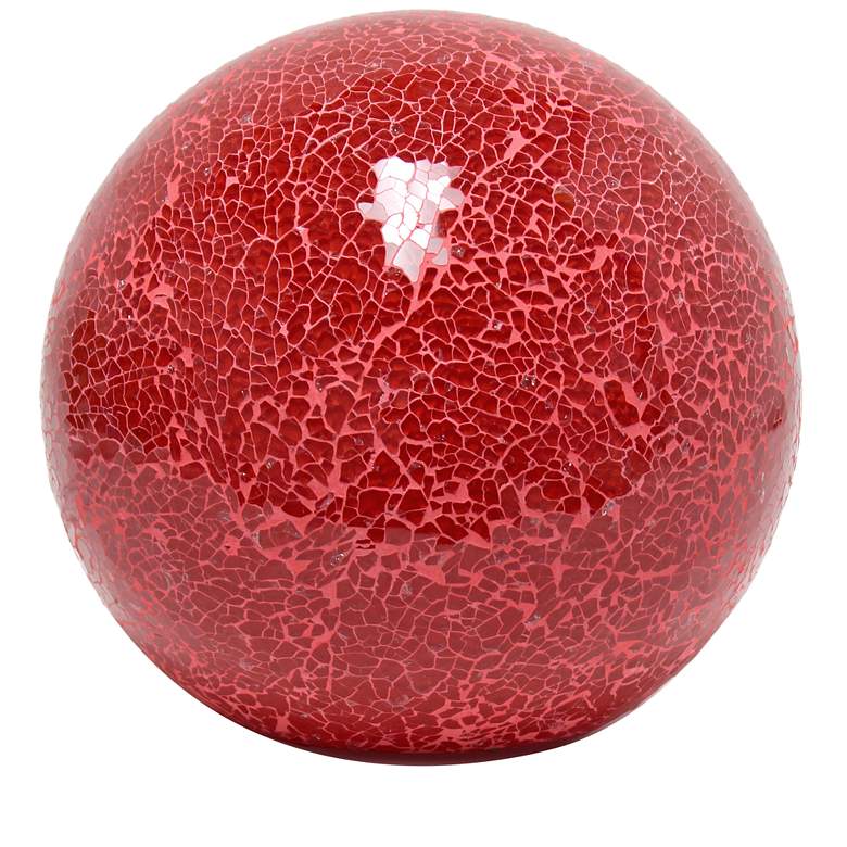 Image 1 8" Crystal Mosaic Patchwork Dome Table Lamp, Red