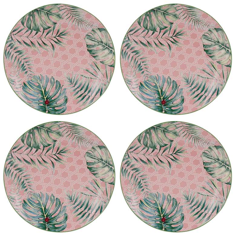 Image 1 8 inch Green Botanical Porcelain Salad Plates - Set of 4