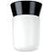 8" High Black 1 Light Utility Ceiling Mount with White Glass