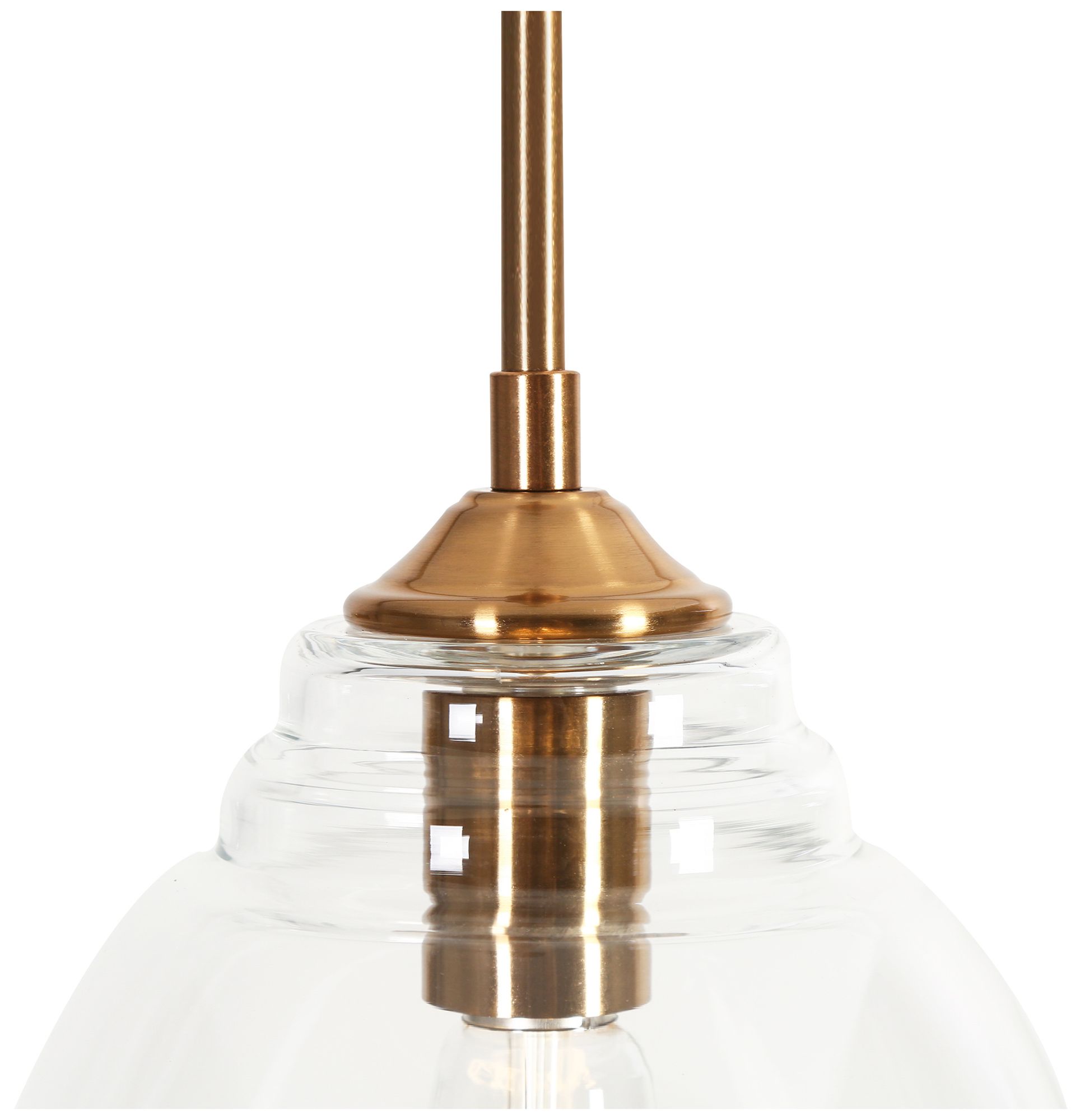 Image 3 8" Wide Brass And Dome Clear Glass Pendant more views