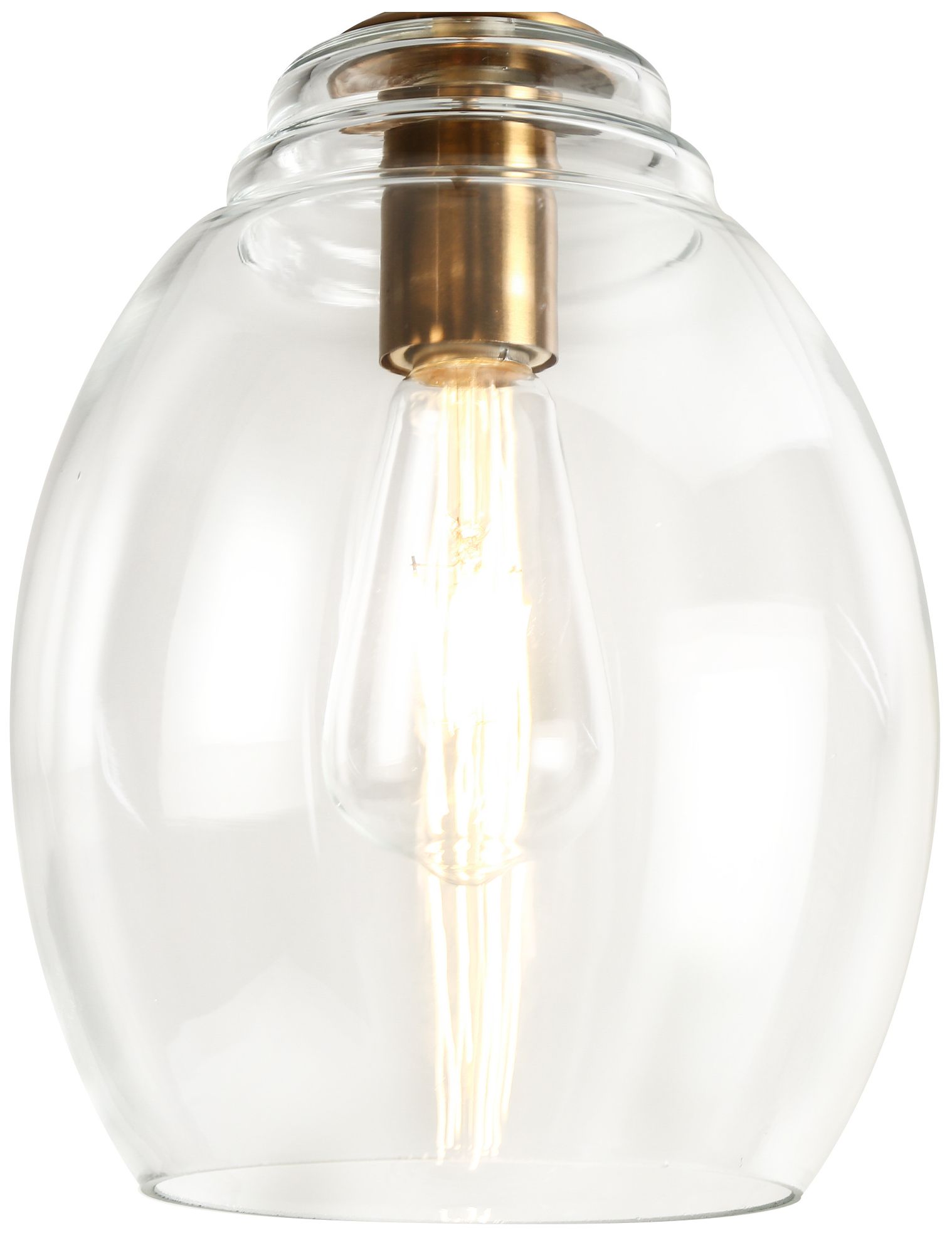 Image 4 8" Wide Brass And Dome Clear Glass Pendant more views