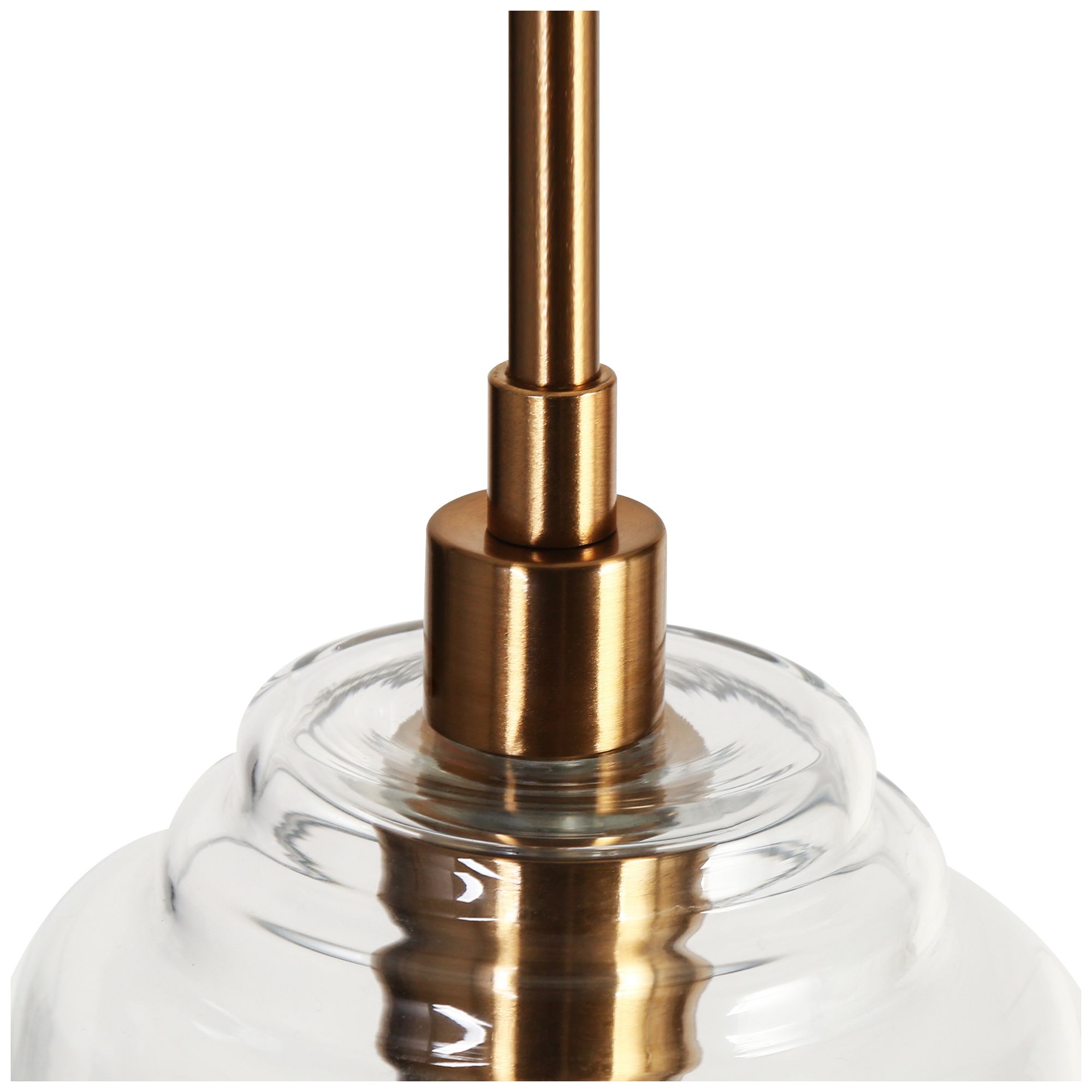 Image 3 8" Wide Brass Dome Clear Glass Pendant more views