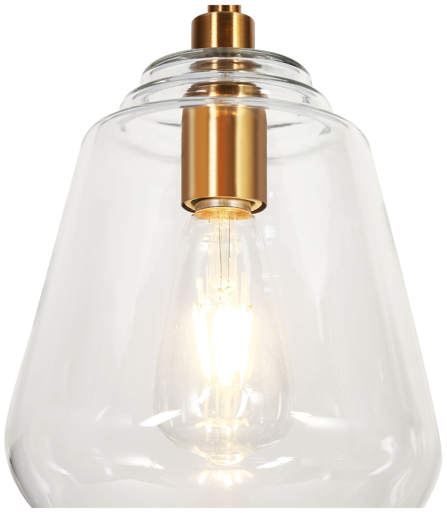 Image 4 8" Wide Brass Dome Clear Glass Pendant more views