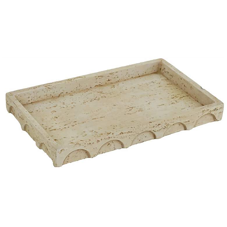 Image 1 8" Wide Cream Cement Tray with Wave Motif