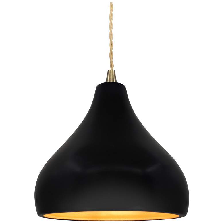 Image 1 8"W Carbon/Gold Frame Antique Brass Small Droplet Beige Twisted LED Pe