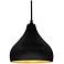 8"W Carbon/Gold Frame Matte Black Small Droplet Black Cord LED Pendant