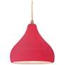 1_8"W Cerise Frame Antique Brass Small Droplet Beige Twisted LED Pendant