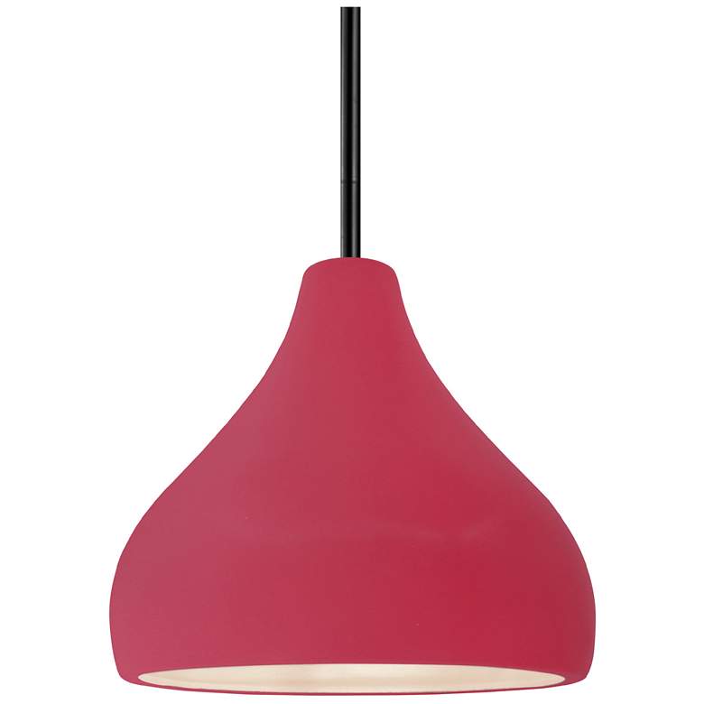 Image 1 8"W Cerise Frame Matte Black Small Droplet Rigid Stem Kit LED Pendant