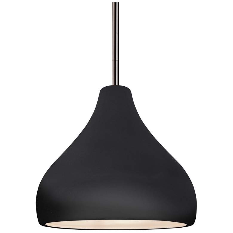 Image 1 8"W Gloss Black Frame Nickel Small Droplet Rigid Stem Kit LED Pendant