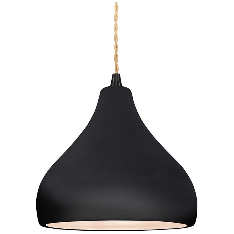 Image 1 8"W Gloss Black/White Frame Matte Black Small Droplet Twisted LED Pend