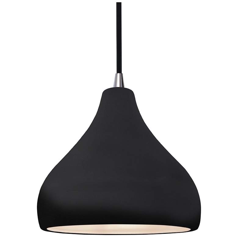Image 1 8"W Gloss Black/White Frame Nickel Small Droplet Black Cord LED Pendan