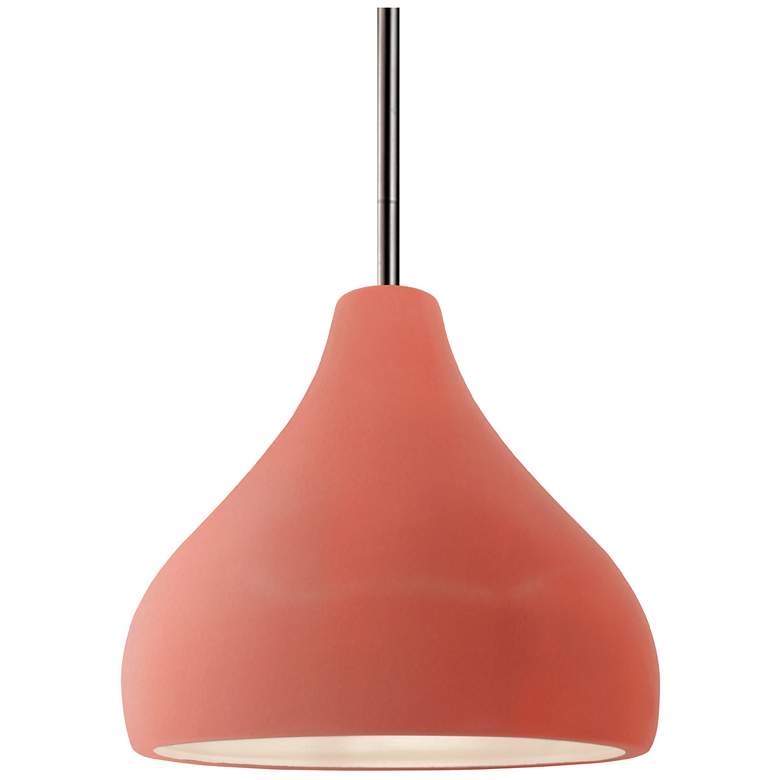 Image 1 8"W Gloss Blush Frame Nickel Small Droplet Rigid Stem Kit LED Pendant