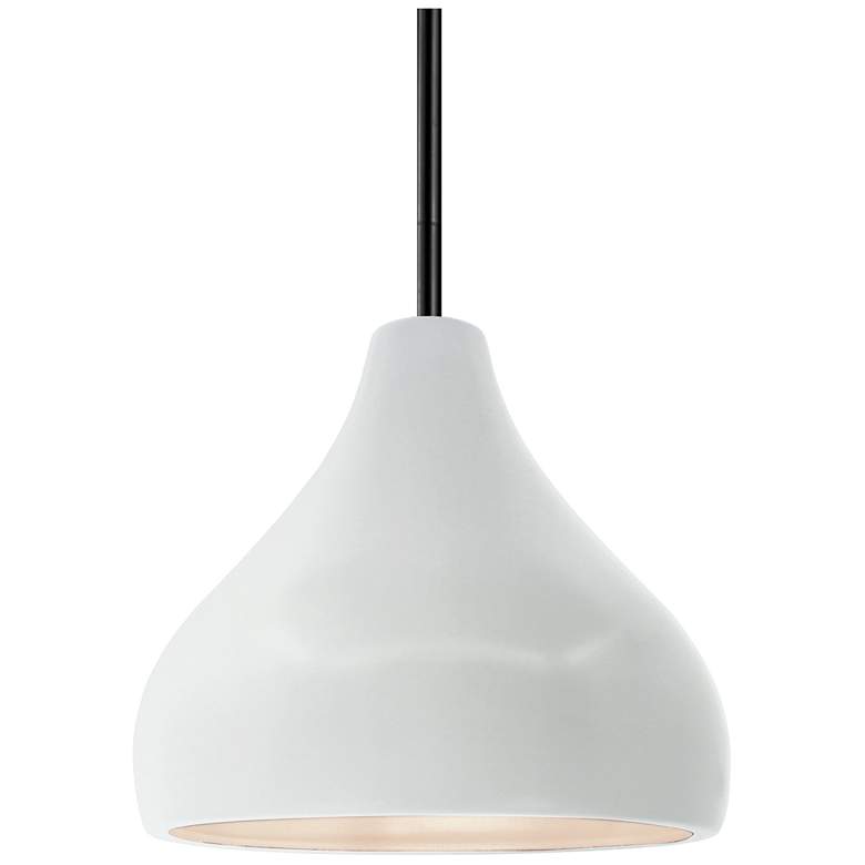 Image 1 8"W Gloss White Sided Frame Matte Black Small Droplet Stem Pendant