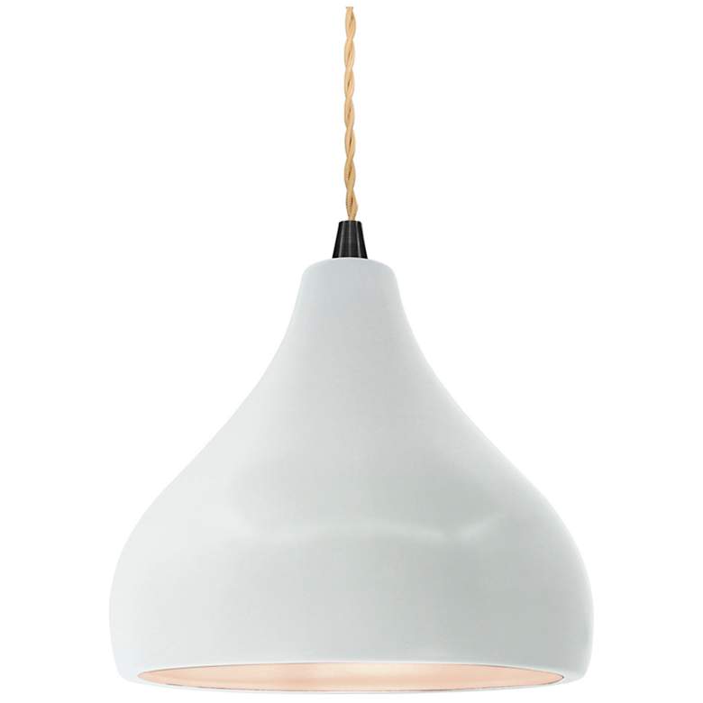 Image 1 8"W Gloss White Sided Frame Matte Black Small Droplet Twisted LED Pend