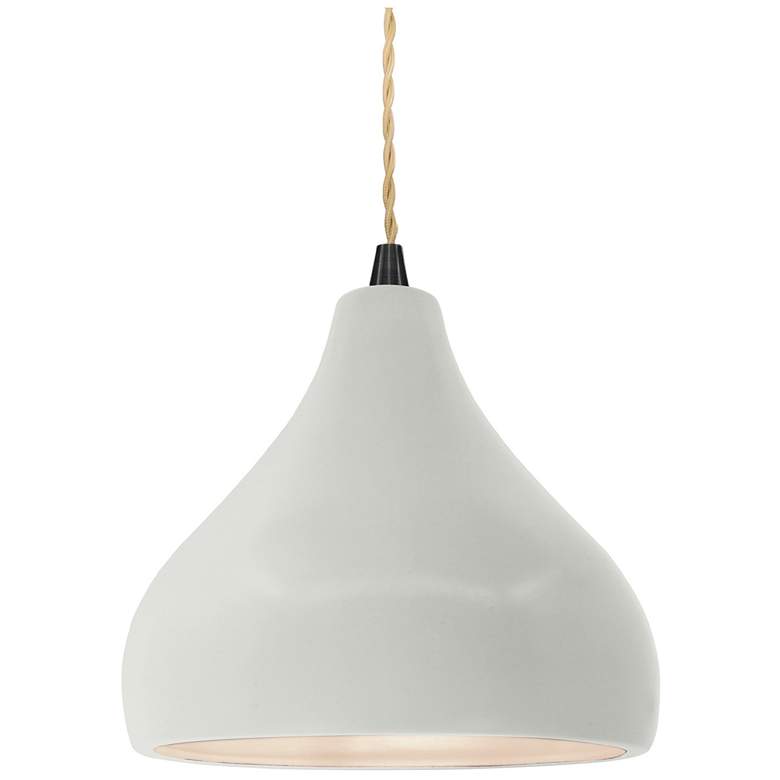 Image 1 8"W Matte White Frame Matte Black Small Droplet Beige Twisted LED Pend