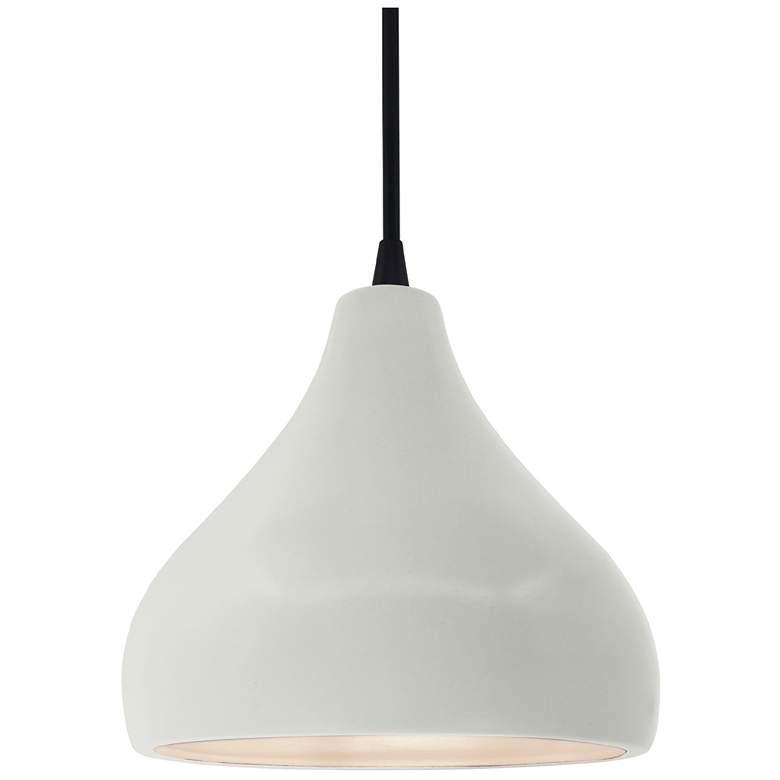 Image 1 8"W Matte White Frame Matte Black Small Droplet Black Cord LED Pendant