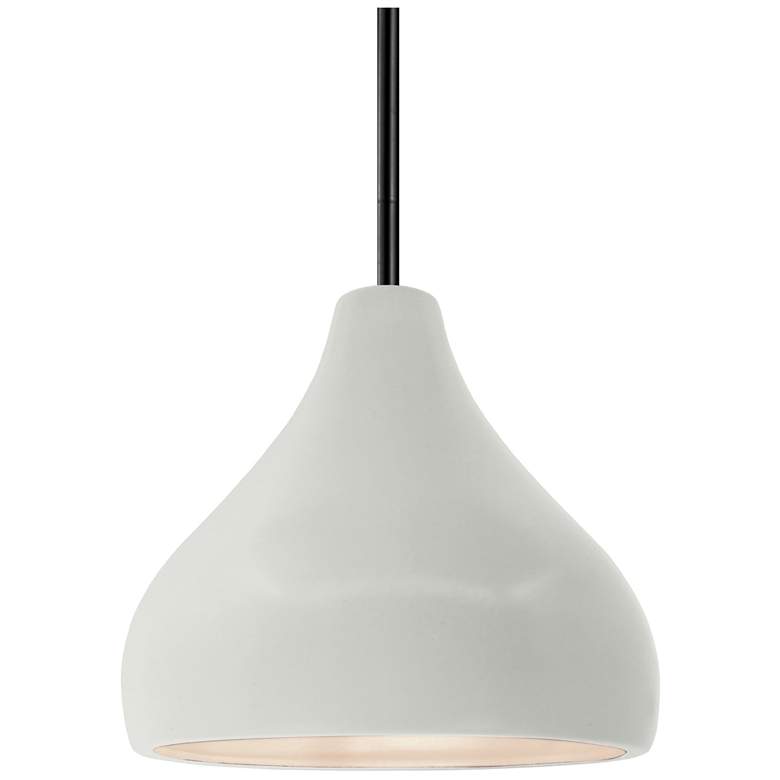 Image 1 8"W Matte White Frame Matte Black Small Droplet Rigid Stem Kit Pendant