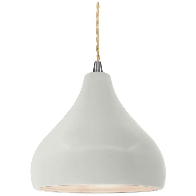Image 1 8"W Matte White Frame Nickel Small Droplet Beige Twisted LED Pendant