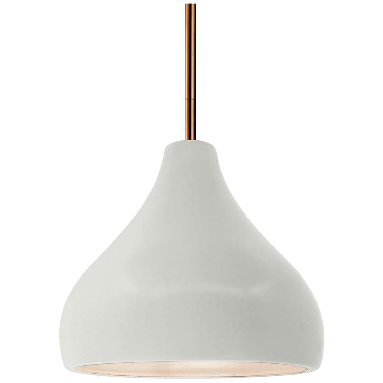 Image 1 8"W Matte White Frame Nickel Small Droplet Rigid Stem Kit LED Pendant